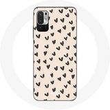Maniacase Hoesje voor Xiaomi Redmi Note 10 5G abstracte textuur achtergrond zwarte harten
