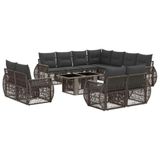 vidaXL Tuinbank Set 12 st Grijs en Donkergrijs poly rattan