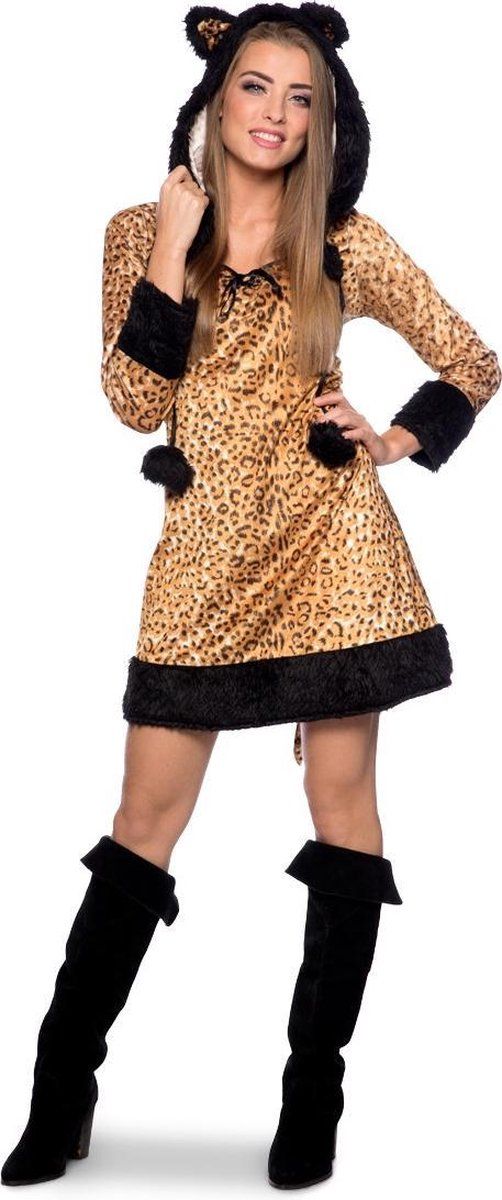 Folat Sexy Panter Jurkje met Capuchon en Staart S/M