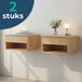BUDDLEY Set de 2 tables de chevet - Flottant - Table de chevet murale avec tiroir - Bambou - Marron