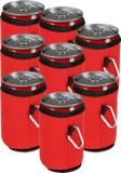 New Age Devi Blikjeskoeler - Drankkoeler - Thermohoes - Koelhoudhoes - 8 stuks - Karabijnhaak - Rood - Fleskoeler - Bierkoeler - Koelzak