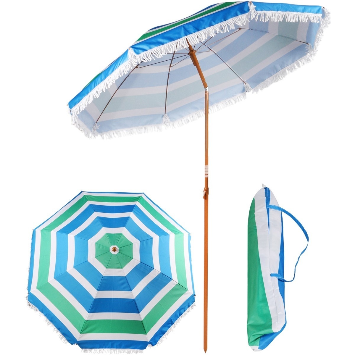 Viking Choice Parasol - 180 cm - strandparasol met tas - groen blauw