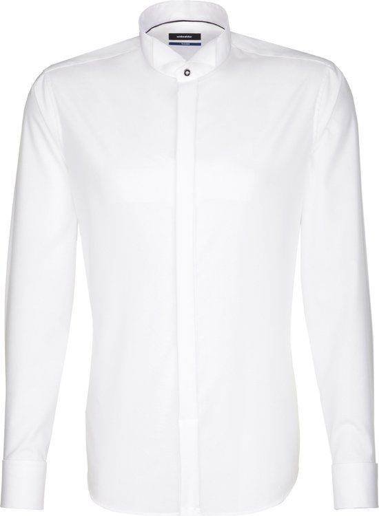 Seidensticker Shaped Fit Smoking Overhemd - Popeline - Wit - Maat 37 - Heren