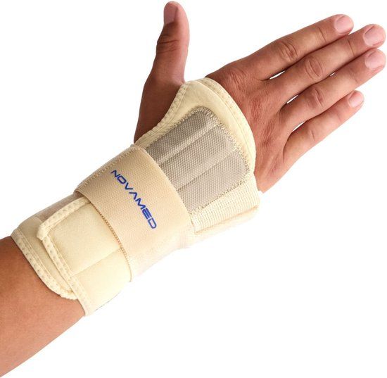 Novamed Lichtgewicht Polsbrace - Beige - Links - Maat M - Maximale Ondersteuning