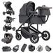Poussette 3-en-1 - Poussette combinée - Position assise haute - Châssis en aluminium - Pliable - Poussette de voyage - Convient pour 1-2 ans, jusqu'à 20 kg - Gris 516