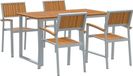 Table de salle à manger d'extérieur en acacia massif 5 pièces gris