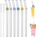 Pailles en verre - Set de 6 - Pailles en verre réutilisables - Pailles en verre courbées avec brosses de nettoyage pour jus - Cocktails - Smoothie