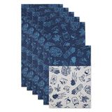 DII Koelkast Liner Collectie Niet-klevend, op maat gesneden, nautische blauwe markt, 12x24, 6-delig