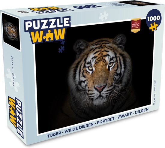 MuchoWow Puzzel Tijger - Wilde dieren - Portret - Zwart - Dieren - Legpuzzel - Puzzel 1000 stukjes volwassenen - Sinterklaas cadeautjes - Sinterklaas voor grote kinderen