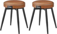 VASAGLE EKHO Collectie Barkrukken - Set van 2 - PU met stiksels - Hoogte 48 cm - Mid-century Modern, Eetkamer/Studeerkamer - Karamelbruin