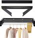 Sans marque Porte-serviettes mural - Extensible 80 cm, Pliable Inox, Noir
