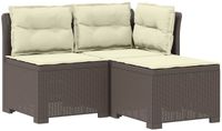 vidaXL 3-Zits Tuinbank met Kussens Rattan Look PP Lichtgrijs