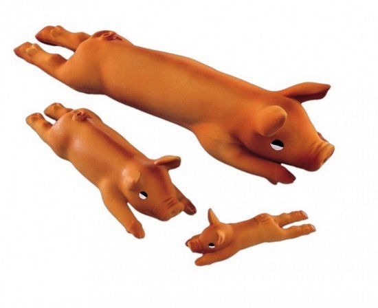 Nobby latex varken met piep - 14 cm - bruin
