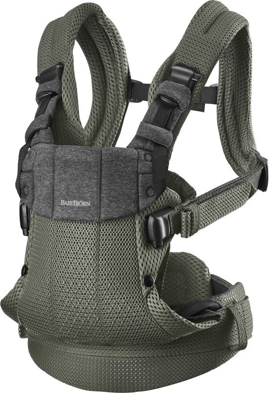 BabyBj&#246;rn Draagzak Harmony - 3D Mesh - Donkergroen - Buikdrager - Rugdrager – Ergonomisch – Zachte details