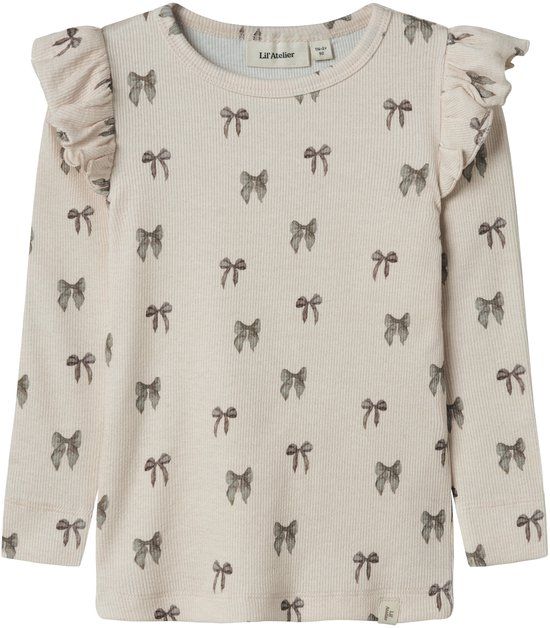 LIL' ATELIER NAME IT - NMFGAVO EKO LS SLIM TOP LIL NOOS - Meisjes - Blouses - Maat 98 - Katoen/Lyocell/Elastaan - Lange mouw - Ronde hals - Slim Fit - Print - Silver Peony