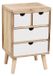 Dressoir vintage, 4 tiroirs, bois naturel, blanc, 34x28x54 cm