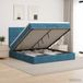 Prolenta Maison Exclusive - Lit Ottoman avec matelas et éclairage LED, bleu foncé, 180 x 200 cm, revêtement en velours