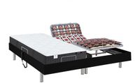 Vente-unique Bed met elektrische lattenbodem hout zwart 2 x 90 x 200 cm