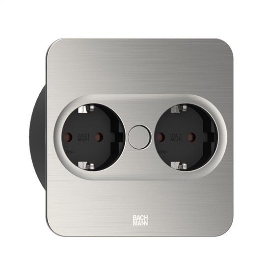 Bach Twist2 2x230V Vierkant RVS Stopcontact - E3MQN