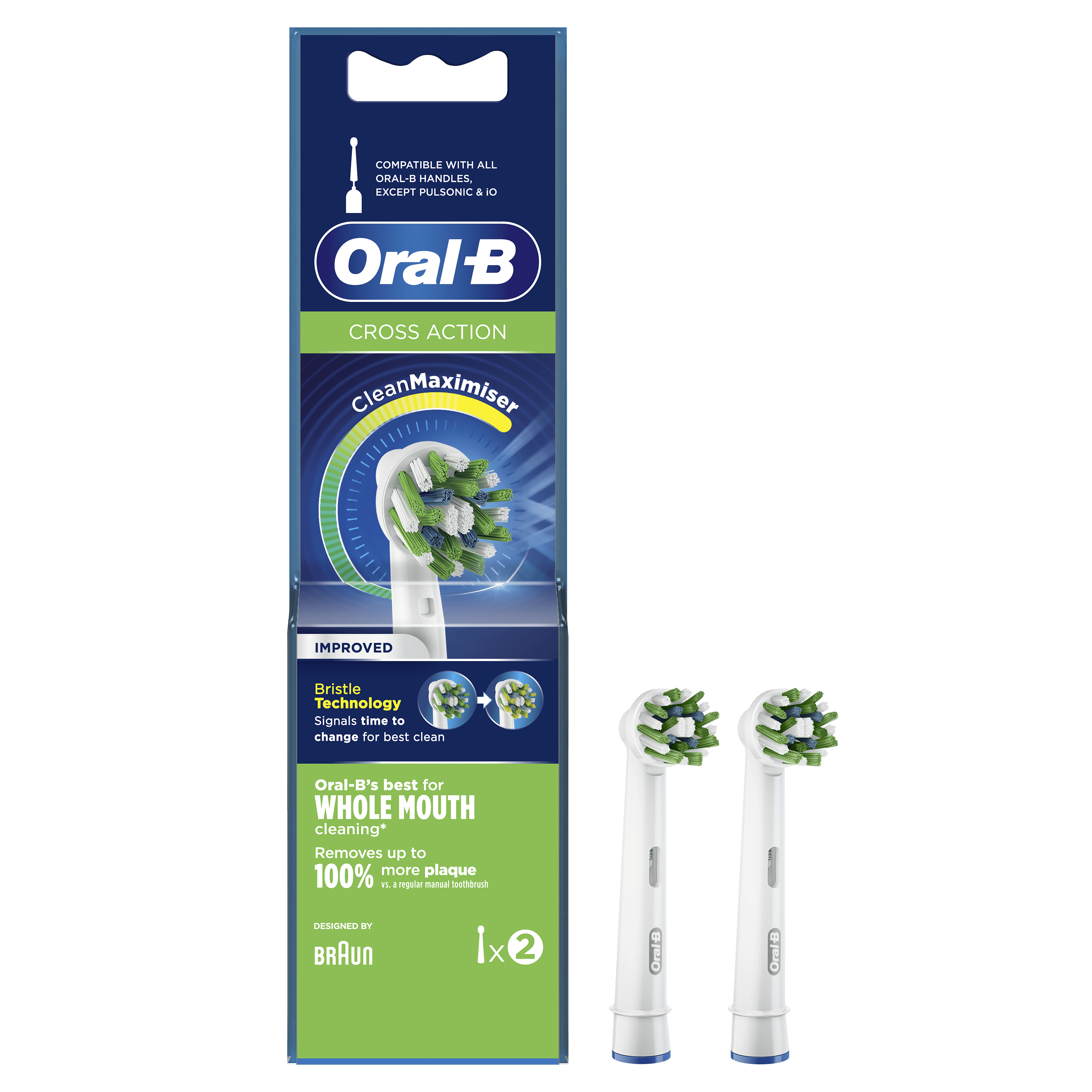 Oral-B CrossAction Opzetborstel Met CleanMaximiser-technologie, Verpakking Van 2 Stuks