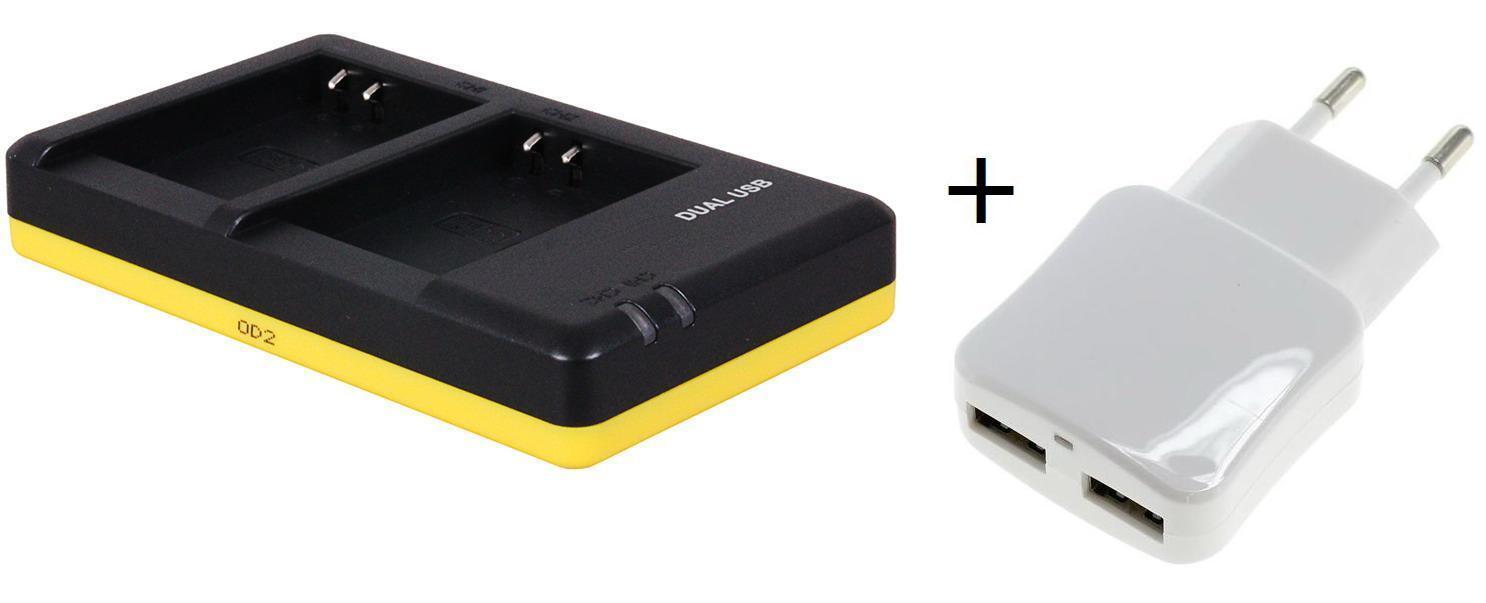 - (compatible) Duo lader voor 2 camera accu's Nikon ENEL23 + handige 2 poorts USB 230V adapter