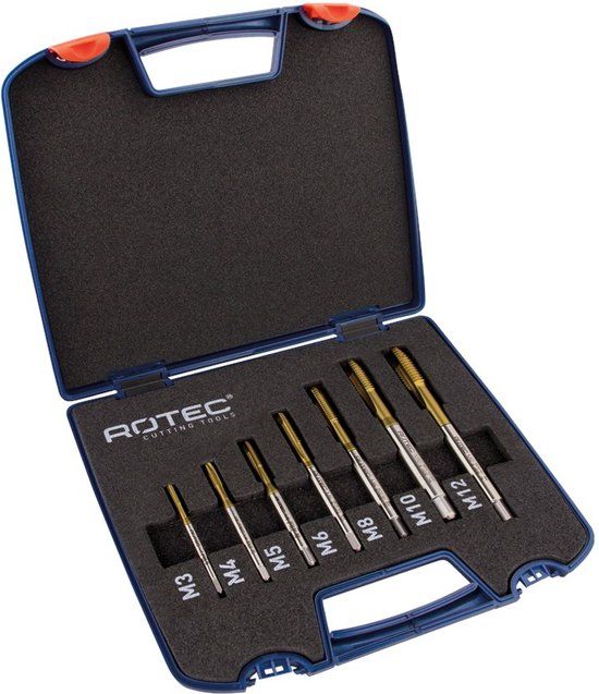 Rotec 7 dlg. Cassette Machinetappen 800+ M3-M12, doorl. gat