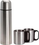 BBTradesales Redcliffs Thermosfles met 2 bekers - 1 liter - RVS - Zilver