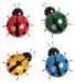 Inovra - Décoration coccinelle - 4 pièces - Art mural - Sculptures de jardin - Décoration extérieure - Insectes en métal - 11 x 11 cm - Décoration de jardin