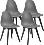 en.casa Eetkamerstoel Lendava 83x54x48 cm set van 4 grijs en zwart