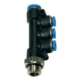 T-meervoudige RIEGLER T-meervoudige verdeler »Blaue serie«, draaibaar, G 1/8 a., voor slang buiten-Ø 4x4 mm, werkdr. Maximale 15 bar, kunststof/MS vern.