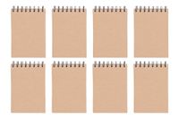 OFFICER PRODUCTS Journal spiraalnotitieblok, klein, A6, geruit, kraftcover, 8 stuks, 80 vellen per blok, mini-notitieboek, spiraalblok, met spiraalbinding, schoolblok