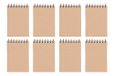 OFFICER PRODUCTS Journal spiraalnotitieblok, klein, A6, geruit, kraftcover, 8 stuks, 80 vellen per blok, mini-notitieboek, spiraalblok, met spiraalbinding, schoolblok