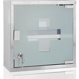 Medicijnkastje XXL EHBO-kast met 2 sleutels 30 x 30 x 12 cm roestvrijstalen slot 2 vakken