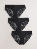 Next - Dames - No VPL set van 3 Brazilian slips met kant aan achterzijde - Zwart