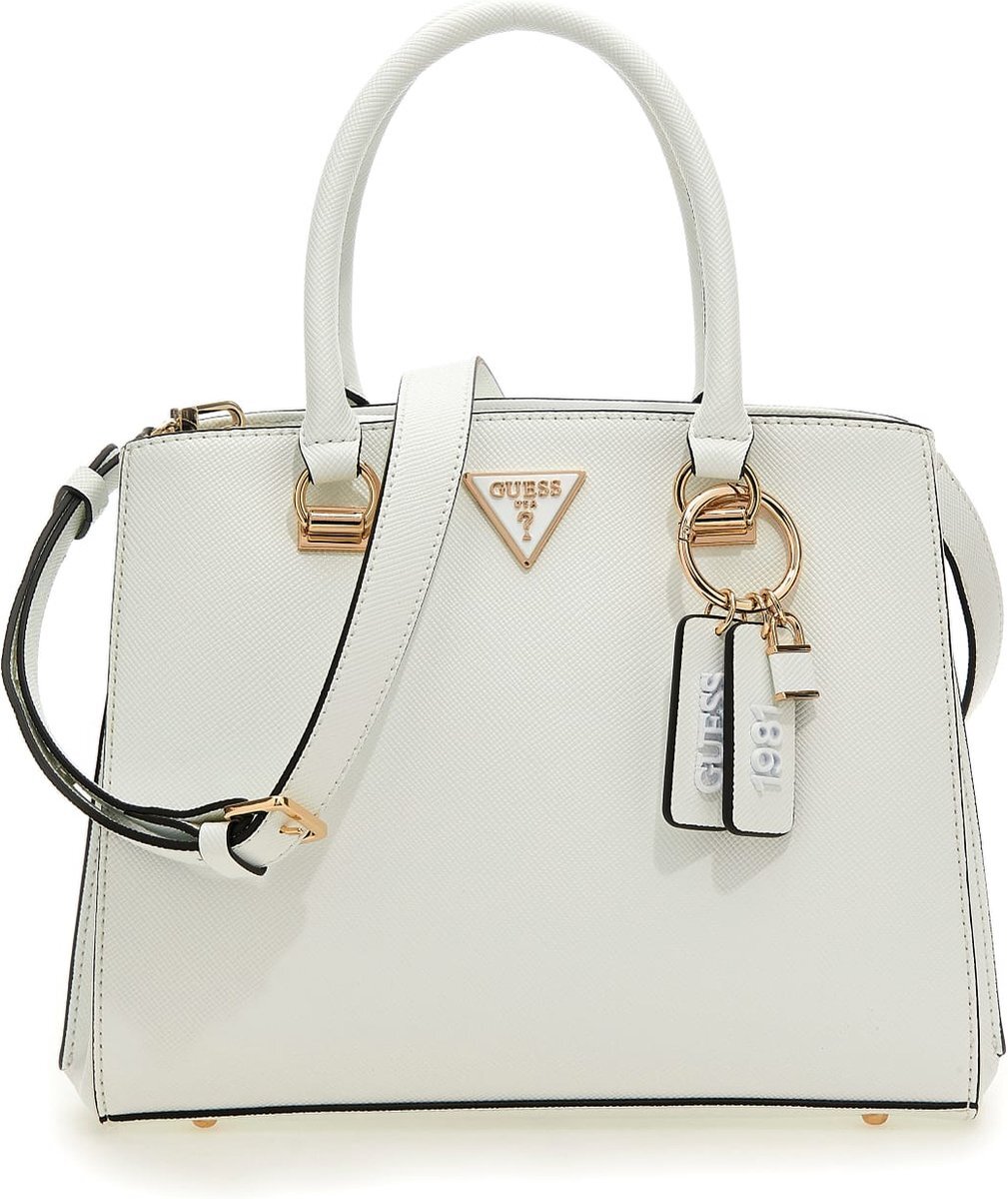 Guess Noelle Girlfriend Satchel Dames Handtas - Wit