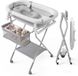 Mobiclinic Bubba Max Babybad - Opvouwbaar - Met Standaard, Badkussen, Afvoerslang en Wielen - Wit en Grijs