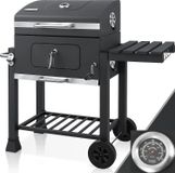 BBQ BBQ Barbecue de jardin - Chariot barbecue à charbon XXL - Convient pour 5-10 personnes - 2 roues - Acier, thermolaqué - Certifié CE - Résistant à la haute pression
