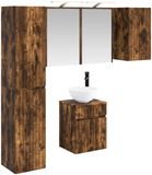 vidaXL Badkamerkast - set - 5 - st - Gerookt - eiken - Bewerkt - hout