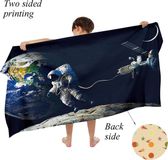 Ulticool Microvezel Kinder Handdoek 70x140 cm - Astronaut Raket Heelal Dinosaurus