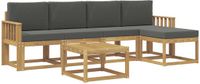 vidaXL - Bank loungeset - 5 zitplekken - Wit en antracietkleurig - Acacia hout