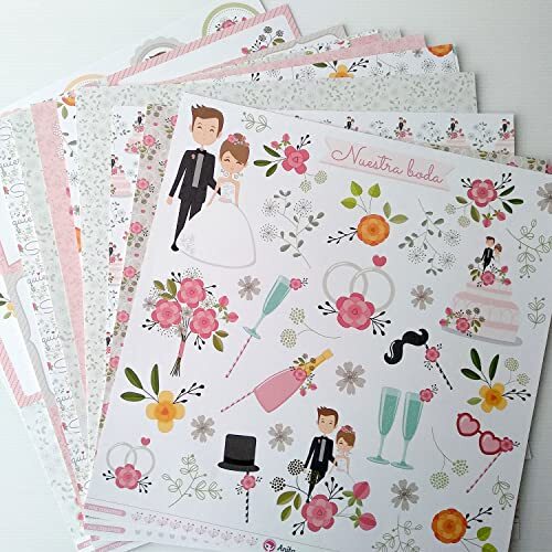 Anita y Su Mundo Anita & Zijn Wereld Collection Wir Casamos Scrapbooking-papier, meerkleurig, 30,5 x 30,5 cm