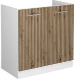 Vicco R-Line Wastafelkast – 80 cm, WB Marmer Artisanaal eiken