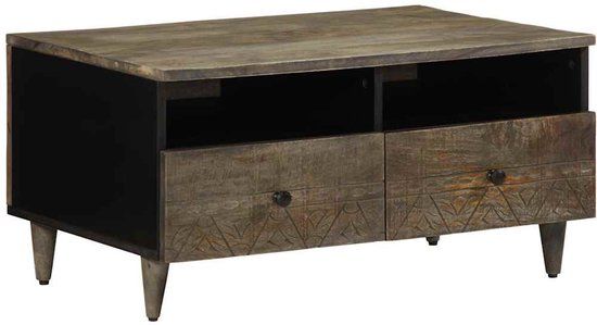 vidaXL Salontafel 80x54x40 cm massief mangohout lichtgrijs