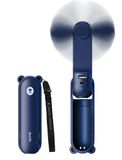 JISULIFE Draagbare mini-ventilator, 3-in-1 handventilator, oplaadbare zakventilator, batterijventilator [12-19 werktijd] met powerbank, zaklamp-functie - blauw
