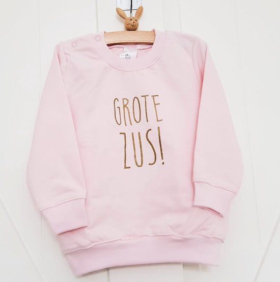 Merkloos / Sans marque Kind sweater trui - Big Sister - Maat 98 roze