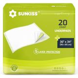 SUNKISS TrustPlus Alèses jetables 90 cm x 85 cm pour incontinence, Protège-matelas super absorbants et imperméables, Protège-meubles, Tapis absorbants pour adultes, personnes âgées et animaux, 20 unités