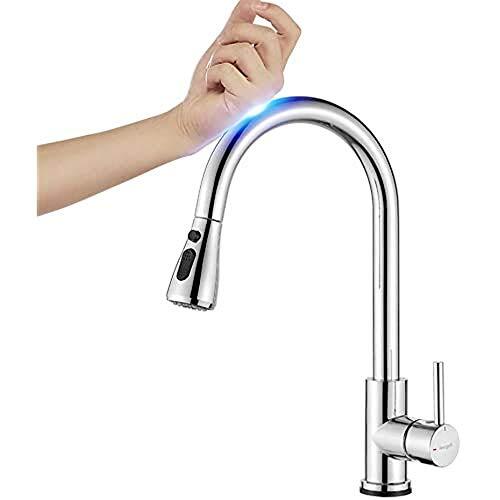 Ibergrif M22136-99, Kitchen Faucet Faucet Kitchen with Sensor, Sink Mixer with Removable Shower, Chrome