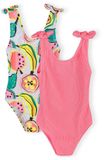 Minoti Badpak Meisjes 2-pack - Fruitmotief - Roze - Mouwloos - Ronde Hals - Maat 110/116