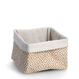 Zeller 14397 opbergmand "Mozaïek", katoen/papier, beige/wit, ca. 24x24x17/20, deco
