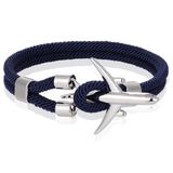 LGT JWLS LGT Jewels Heren Armband Paracord Vliegtuig Anker Zilverkleurig Blauw-19cm